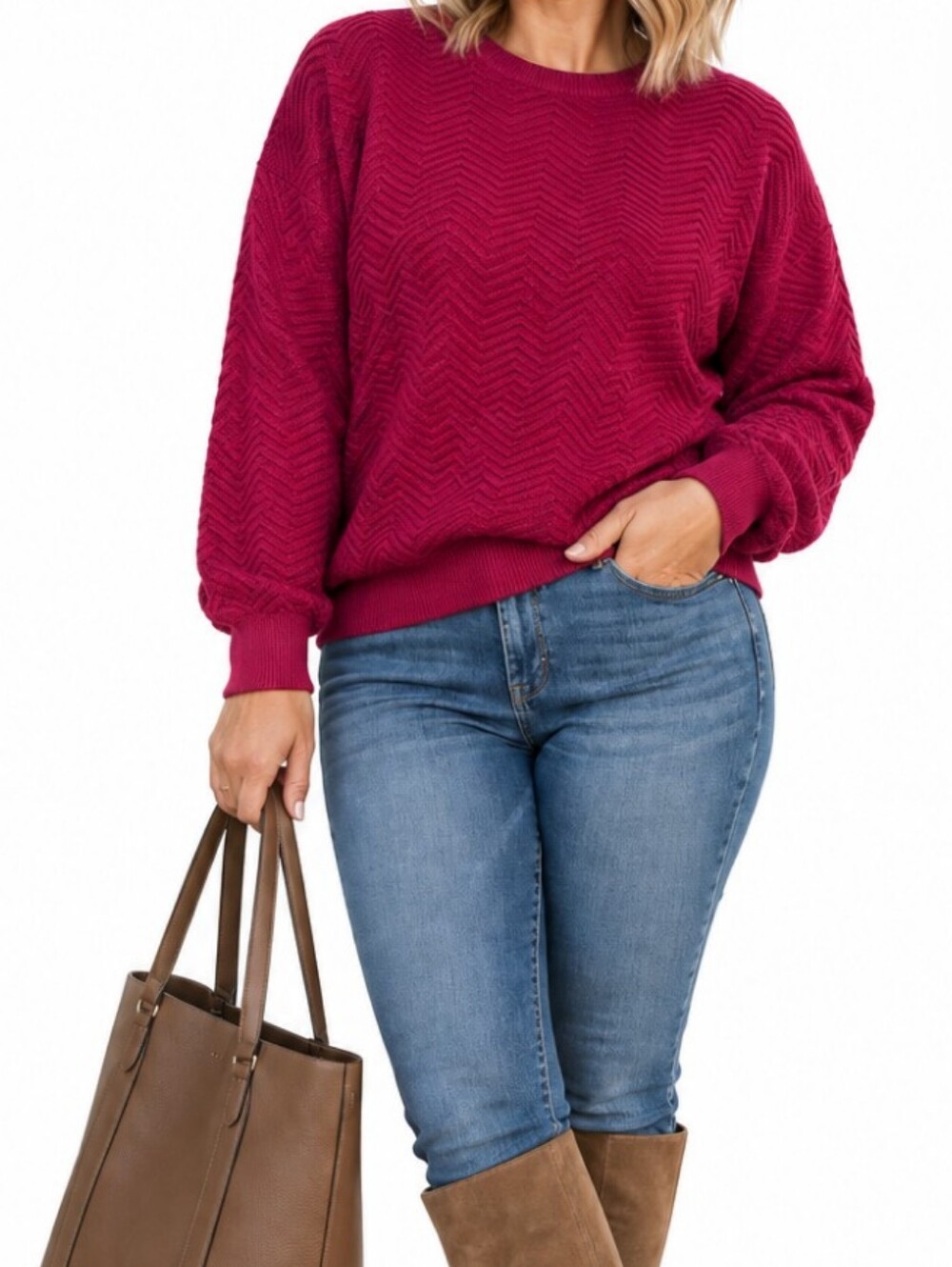 Frank and Oak raspberry pink stretchy sweater